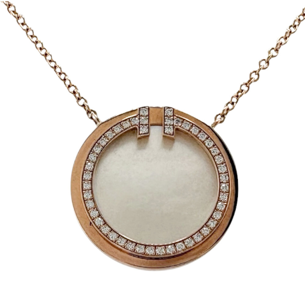 Tiffany & Co. T Circle Necklace, 18K Pink Gold, Diamond, Mother-of-Pearl, Wom...